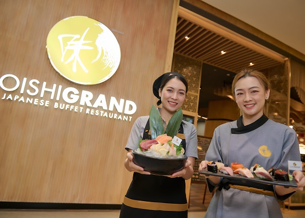 OISHI GRAND raises the level of great deliciousness The most grandiose buffet of sushi and sashimi at Omakase level